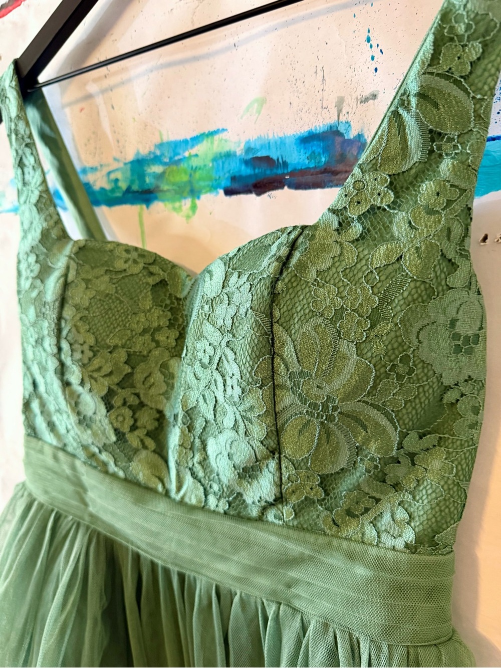 Elegant Sage Green Lace and Tulle Dress - Wedding Guest, Bridesmaid, Homecoming